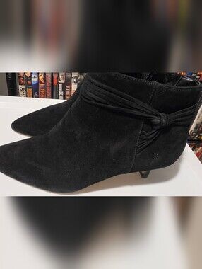 Bella Vita Black Suede Ankle Boot with Wrapped Detail